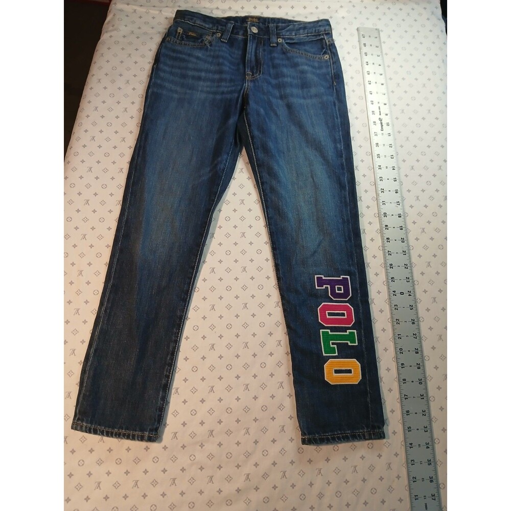 Polo Ralph Lauren Girl Jeans Denim Logo Sz Large 12